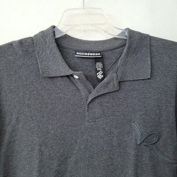 Roca Wear Golf Polo Mens 3XL/XXXL Grey Cotton Preppy Logo‎ Short Sleeve - Picture 3 of 14